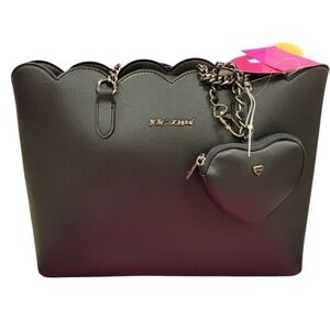 🔹️BETSEY JOHNSON🔹️ BLACK XOTOTE-U Tote Shoulder Bag With Removable Heart Pouch